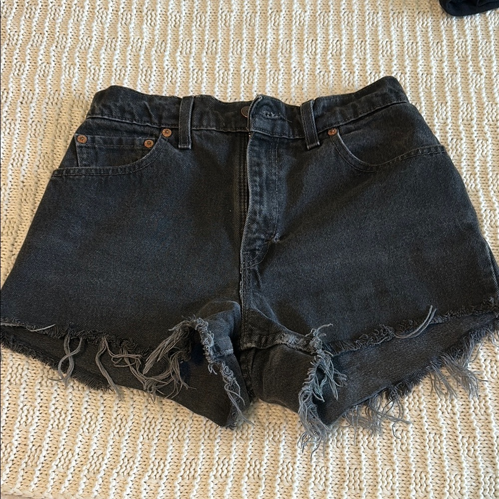 Women's Black Vintage Denim Shorts